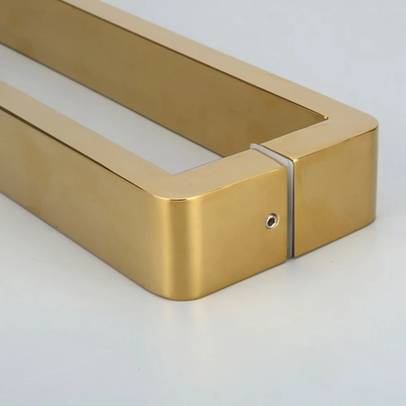 Двусторонняя золотая ручка для стеклянной двери душа из нержавеющей стали