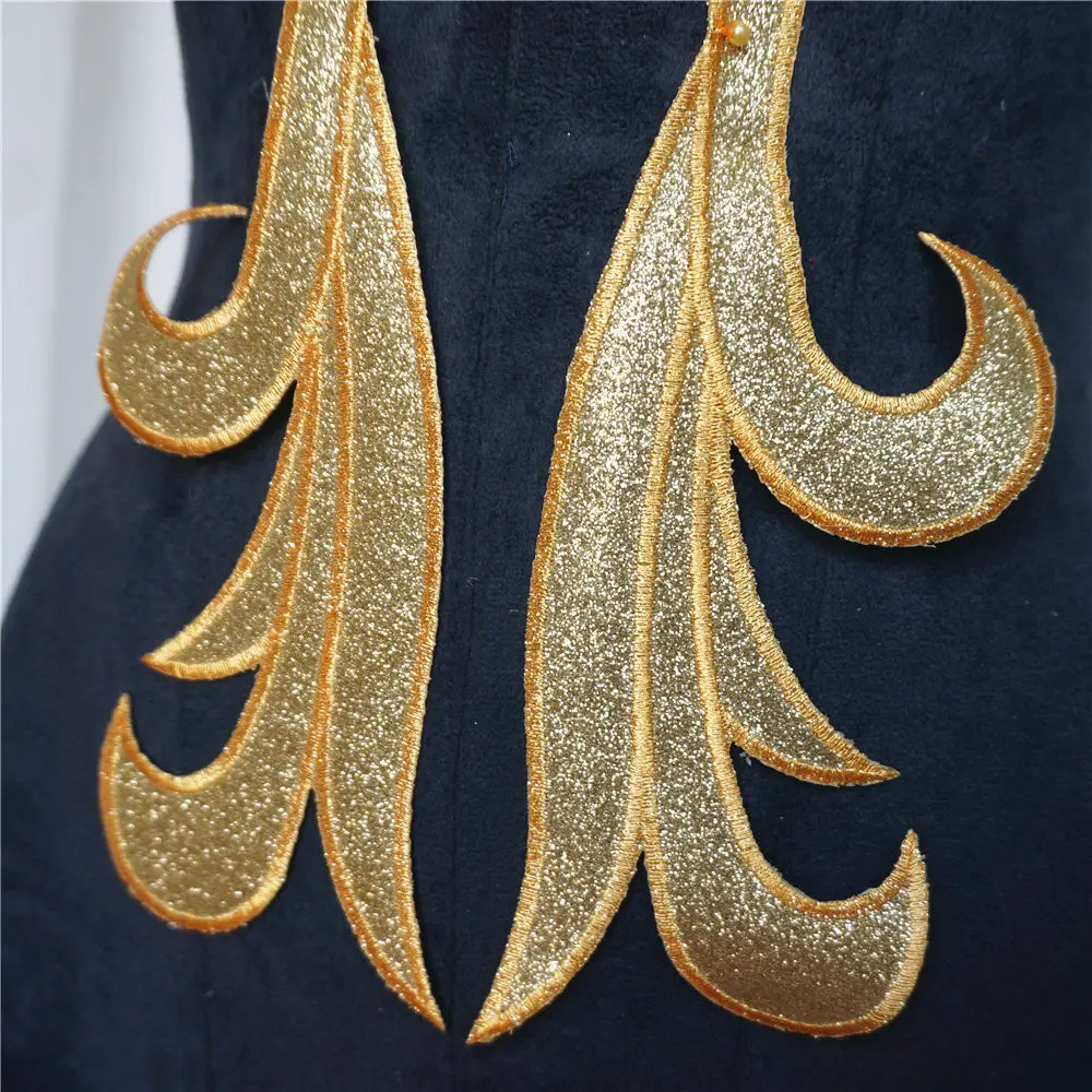 2 шт. Золотая Порошковая накидка ткань для аппликации воротник Пришивные нашивки