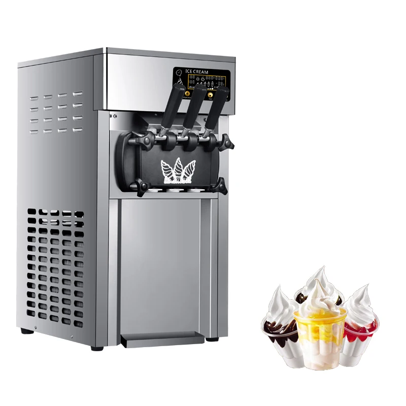 

Counter Top Long Life Small Soft Ice Cream Make Machine Commercial Home Table Ice Cream Maker 220V with 3 Flavor