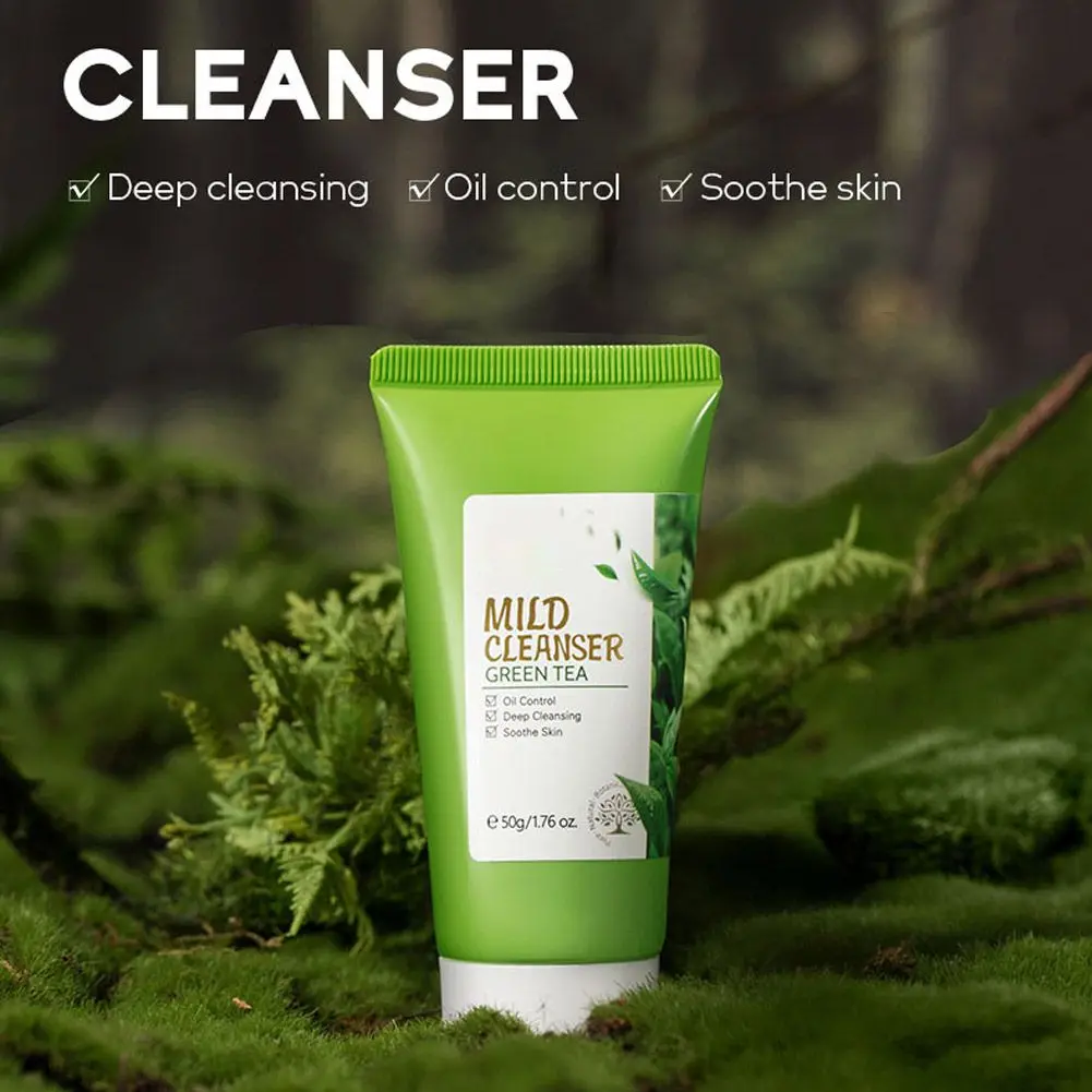 

Green Tea Oil-Control Moisturizing Facial Cleanser Natural Plants Gentle Cleansing Whitening Deep Clean Soften Skin Dense Foam