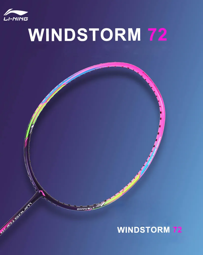 Li-Ning WindStorm 72 ракетка для бадминтона одна ракетка профессиональная углеродная волокнистая подкладка легкая ракетка 72 г AYPM198 ZYF346