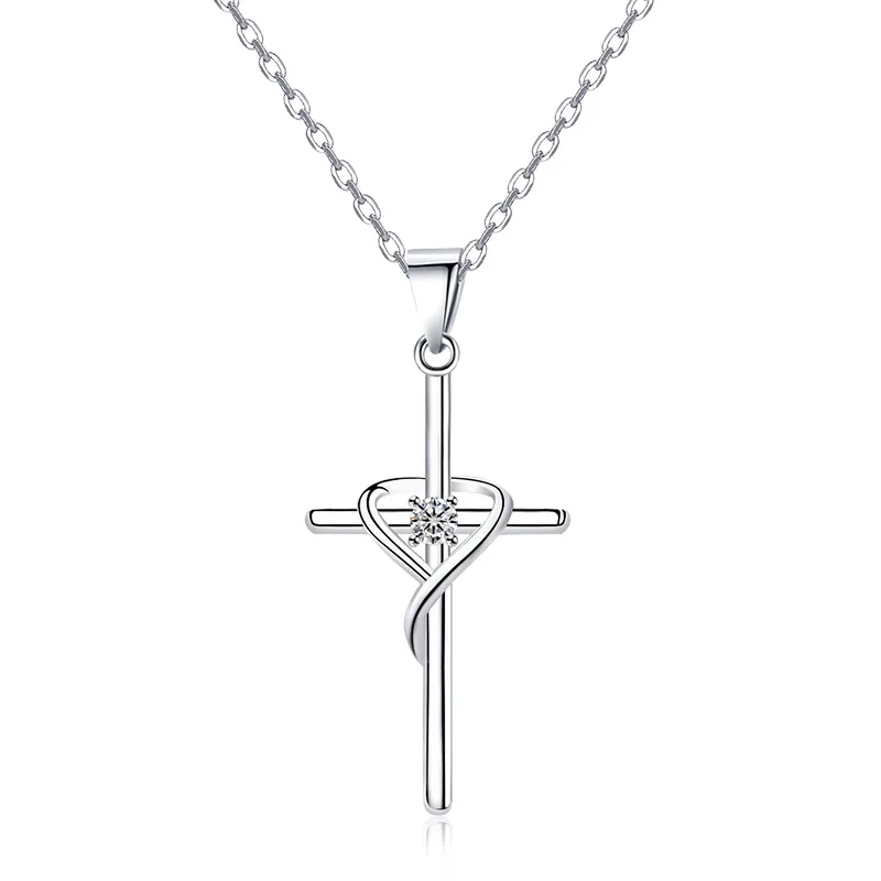 

Japan and South Korea Simple Glossy Cross Necklace Pendant Men's and Women's Jewelry Luxury Clavicle Chain with Jewelry Gift