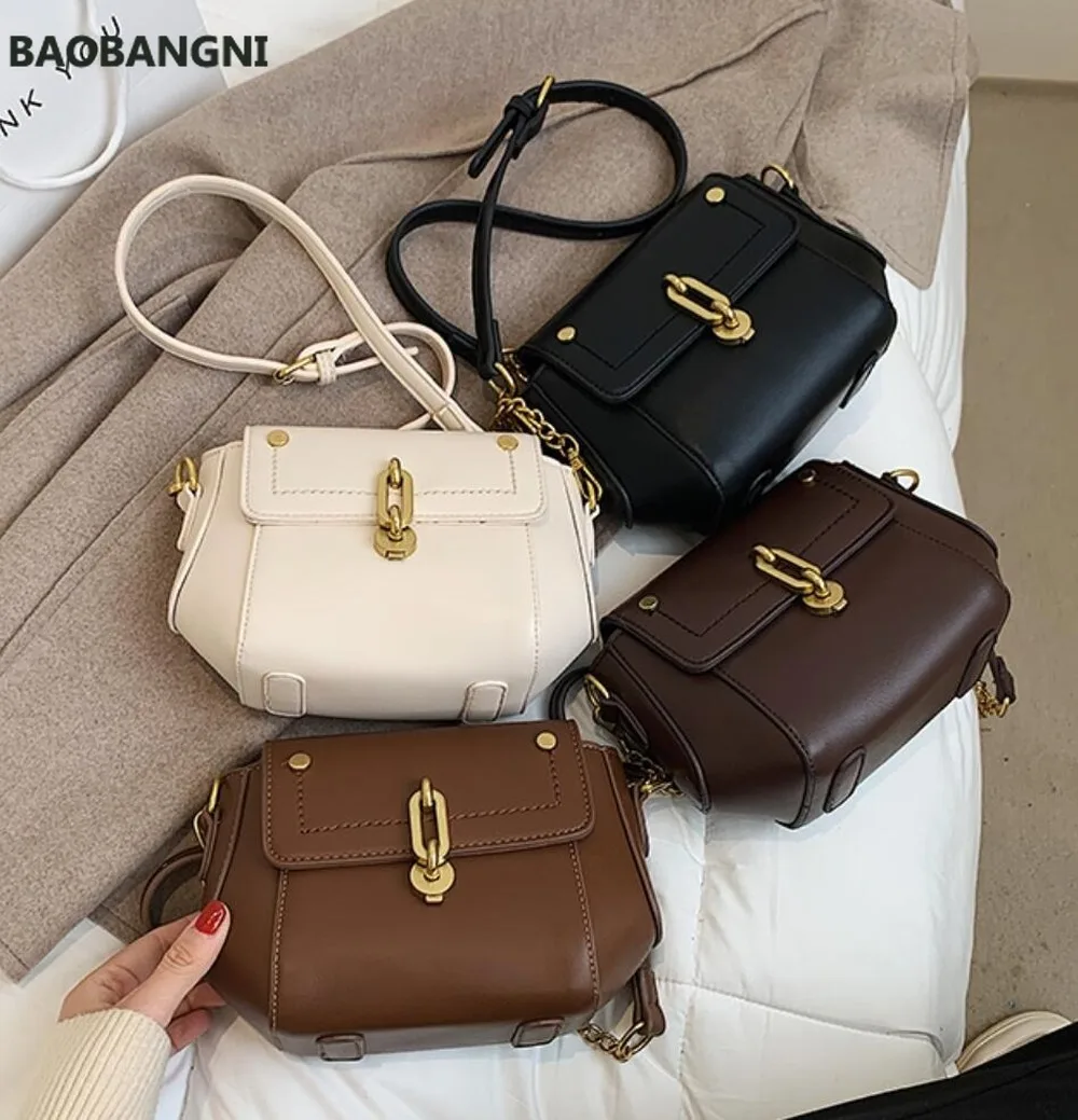 

Chain Lock bag Fashion New female Tote bag Quality PU Leather Women Designer Handbag Shoulder Messenger bag