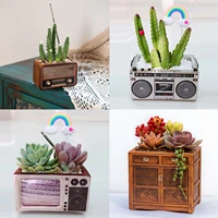 innovative flower pot retro radio shaped multifunctional decor