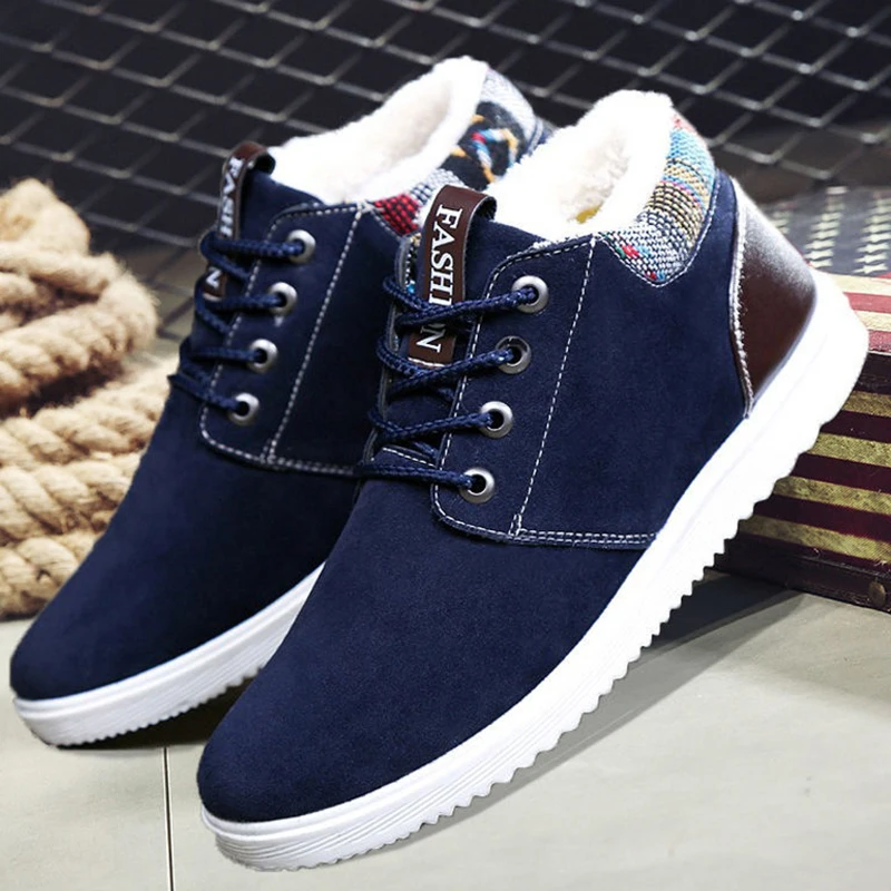 

2019 Winter Warm Ankle Boots Men Casual Shoes Cotton Plush Snow Boots New Arrival man Lace Up boots