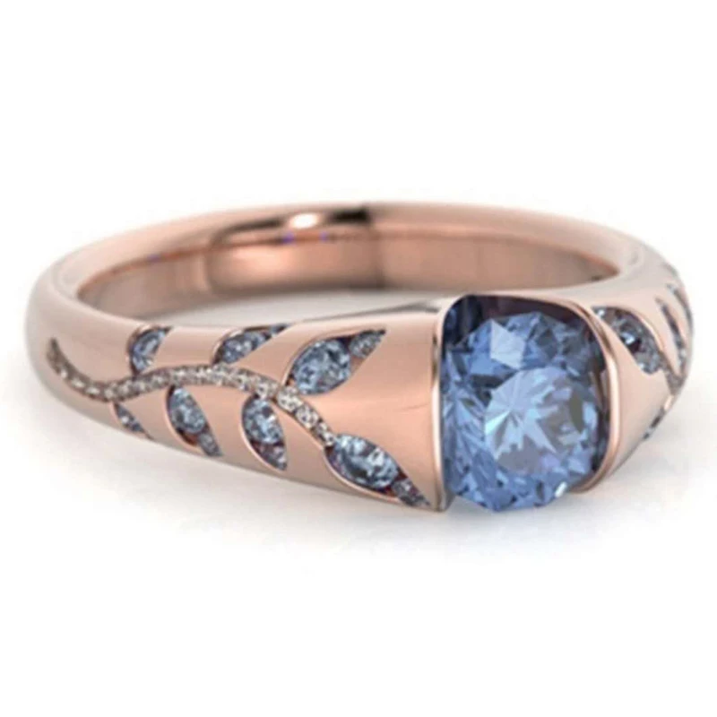 Модные трендовые обручальные кольца с голубыми и белыми кристаллами для женщин