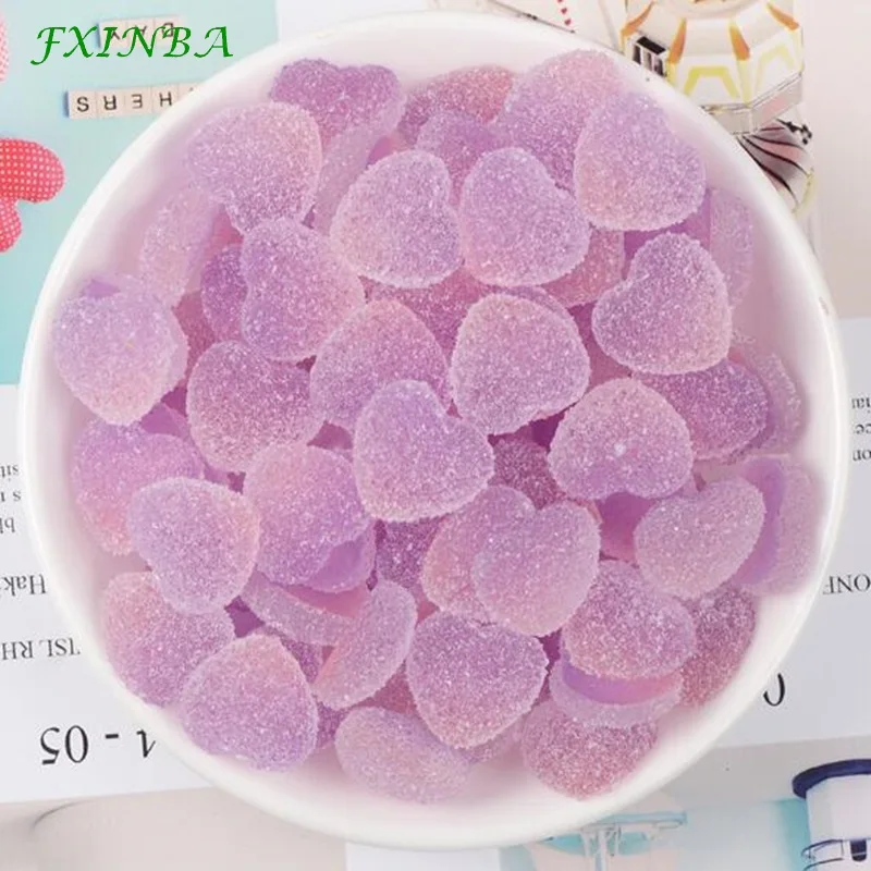FXINBA 5 шт./лот поддельные Конфеты Смола Кабошон Flatback сердце форма желе Моделирование еда амулеты «сделай сам» слизь поставки глина Декор Ремесло