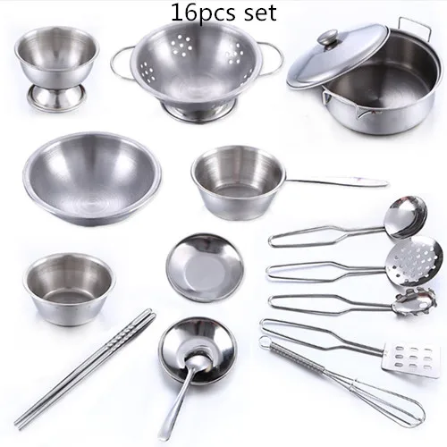 16pcs set 3-40 штук забавная мини кухня кухонная утварь котелок кастрюля набор для детей ролевые поварские игры игрушка Моделирование кухня игрушечная кухонная утварь Новогодний подарок - Цвет: 16pcs set