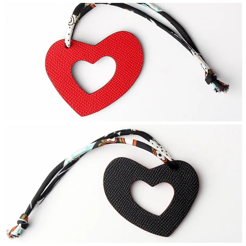 HEART RED BLACK Известный бренд на заказ ручной работы из натуральной кожи брелок в виде морского конька брелок для ключей женская сумка Подвески и кулоны, аксессуары - Цвет: HEART RED BLACK