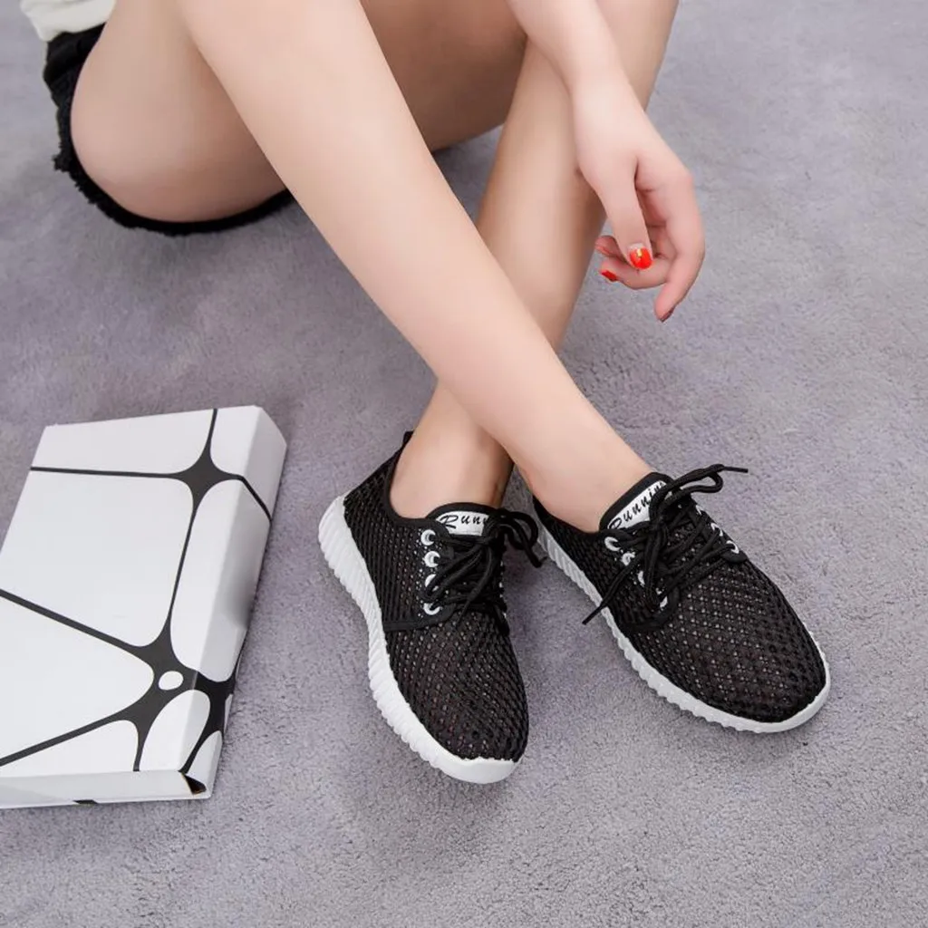Женские однотонные спортивные кроссовки с дышащей сеткой повседневная обувь для
