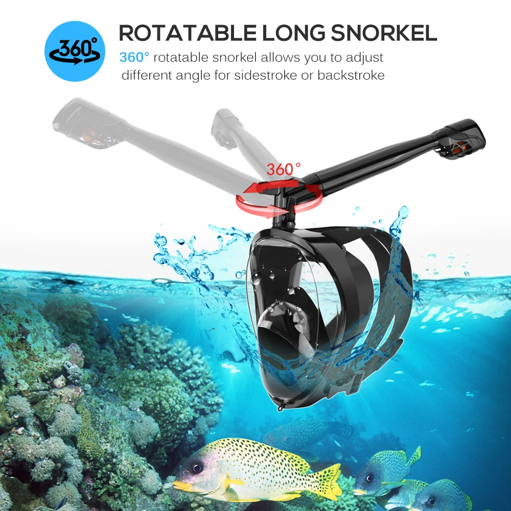 Противотуманная маска на все лицо для подводного плавания с поворотом 360 °