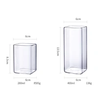 heat resistant square glass household high borosilicate water cup large breakfast juice milk cup coffee cup 400ml