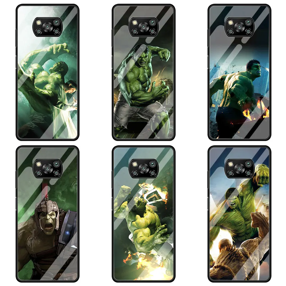 

Стеклянный чехол Hulk для телефона Xiaomi Poco X3 NFC F3 M2 Pro X2 Mi 11 Ultra 10T 9T 11 10 CC9 CC9E Note 10 Lite, чехол