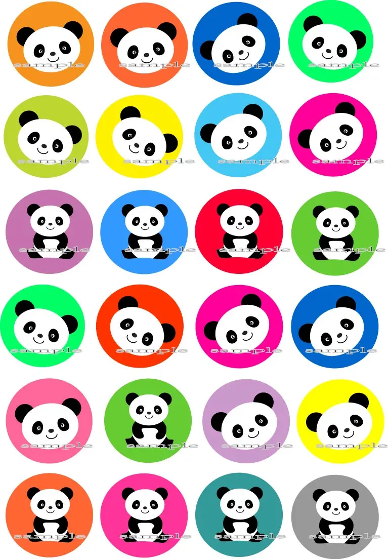 24 панды съедобный Топпер для торта Вафля рисовая бумага печенья капкейка