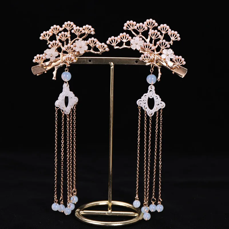 Классический китайский стиль жемчужные длинные кисточки заколки для волос