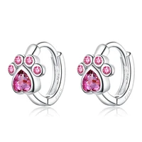 silver color stud earring bluerose redpinkpurplewhitechampagne zircon cat claw design earrings for women girl ear jewelry