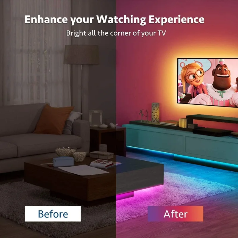 Светодиодная лента USB Bluetooth управление через приложение 5050 RGB смарт-лампа на