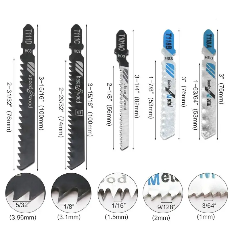 

10pcs T118A T118B T101AO T111C T111D T244D T144D T101D T101BR T101B Jigsaw Saw Blades for Cutting Plastic Metal Wood
