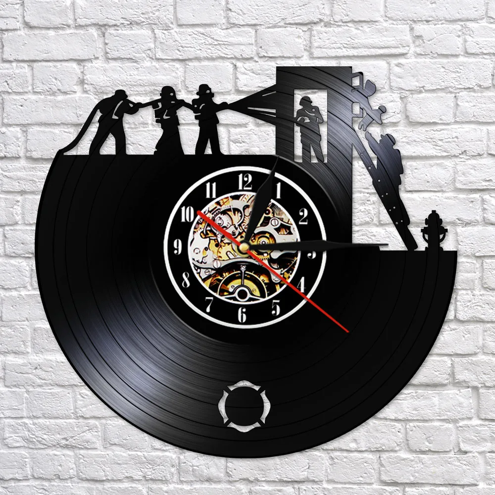 Пожарные настенные часы винтажные украшения с виниловой записью пожарная машина