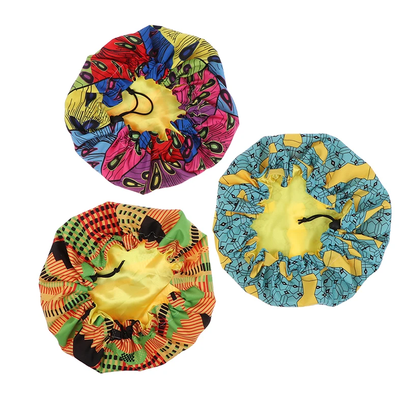 

1×Children Printed Double Layer Turban Cap Silk Turban Wear Head Wrap Hat Women