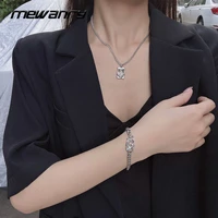 mewanry 925 stamp thick chain bracelets fashion vintage thai silver jewelry hollow geometric white zircon accessories