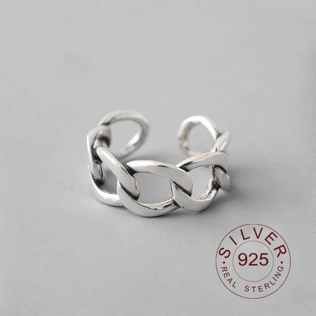 Женские серебряные кольца 925 пробы Корейская цепочка с изменяемым размером