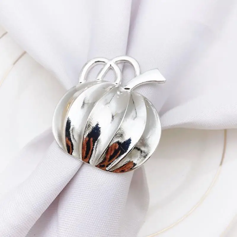 

6 Pcs Halloween Creative Pumpkin Shape Design Napkin Ring Pumpkin Napkin Button Napkin Ring Halloween Table Accessories
