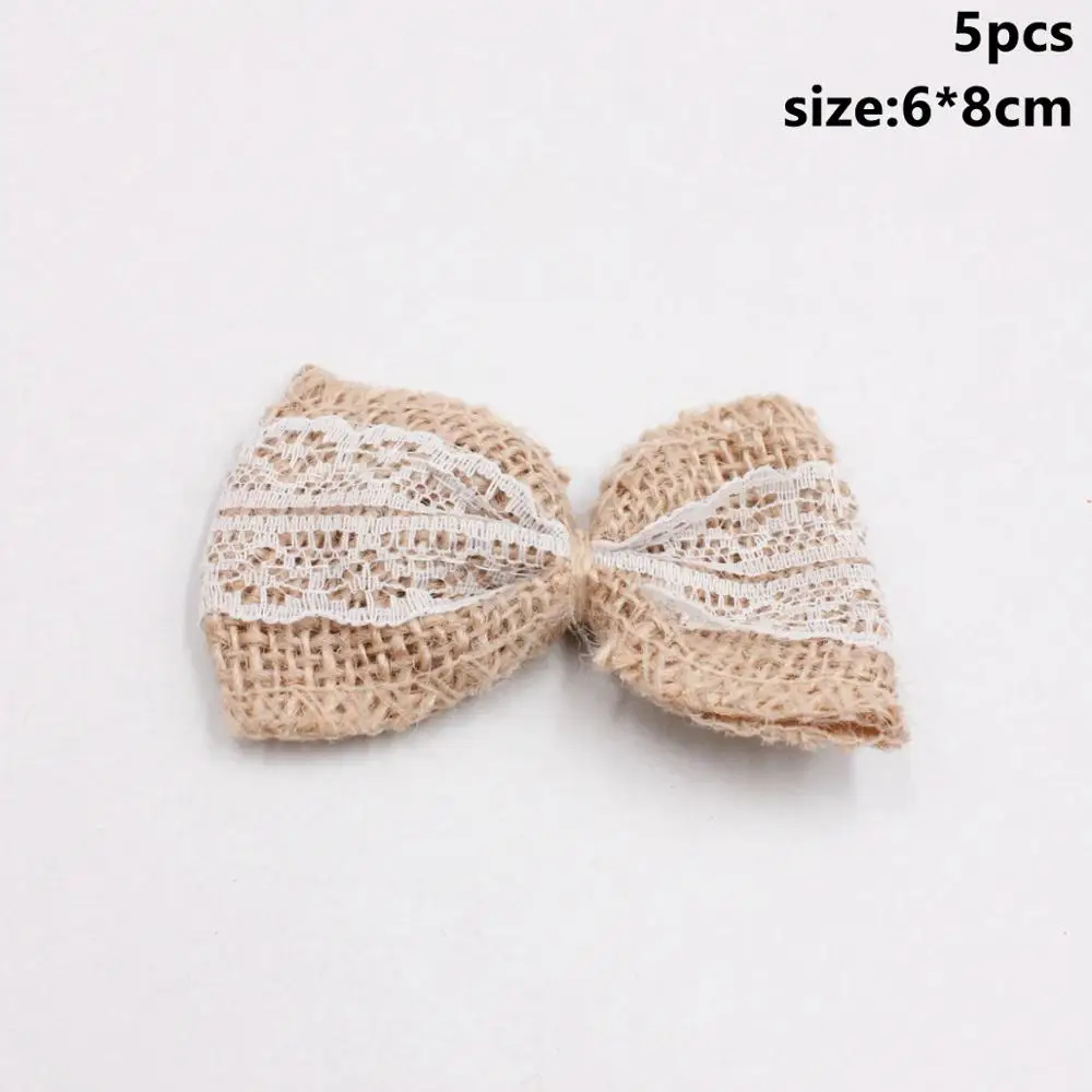 5pcs Bowknot 3 Taop 2m Toile De Jute Burlap Vintage Rustic Wedding Accessories Colored Ficelle Jute Juta Sackcloth Natural Chemin De Table Jute - Цвет: 5pcs Bowknot 3