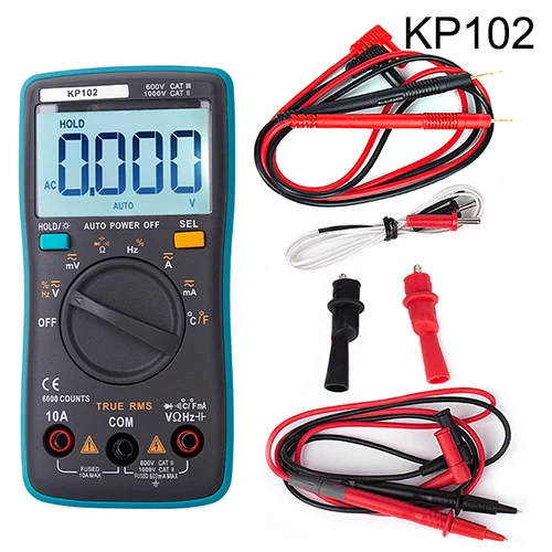 KP102 HONEYTEK True RMS мультиметр Цифровой Профессиональный конденсатор Тестер AC/DC Вольт измеритель тока с температурой Цифровые мультиметры - Цвет: KP102