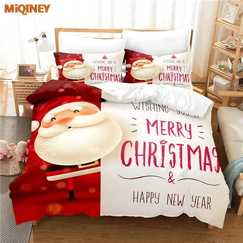 

MiQINEY Santa Claus 3d Bedding Set Duvet Cover Set Bedding Digital Printing Bed Linen Queen Size Bedding Set Fashion Design