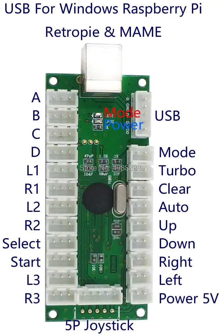 Аркадный джойстик 2 игрока DIY Kit LED кнопки микропереключатель 8 способ USB кодер