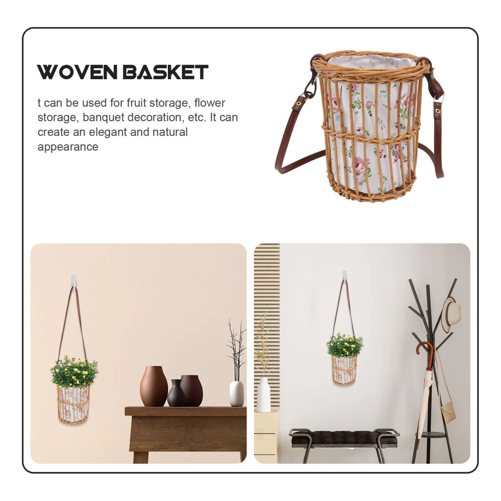 

1pc Practical Flower Holder Home Storage Basket Rattan Storage Basket for Home