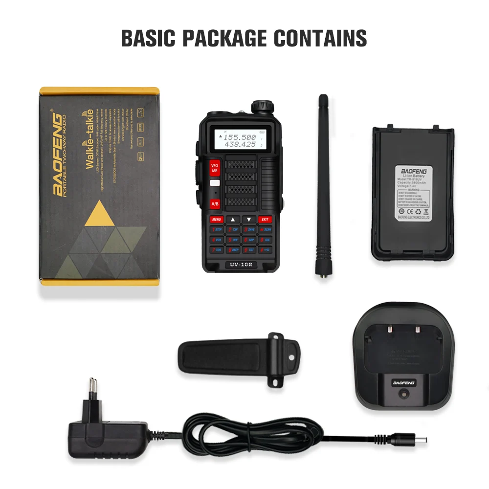 

1/2PCS Baofeng UV 10R Walkie Talkie Power 10W Long Range 15KM 128 Channels Two Way Ham CB Radio Dual Band VHF/UHF Transmitter