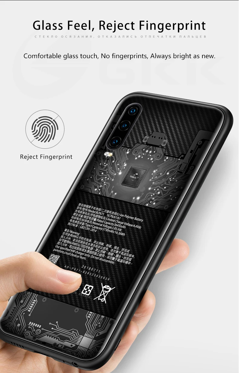 GKK чехол из закаленного стекла для huawei P30 Pro Lite, защитный противоударный мягкий край, Рисунок высокой четкости, чехол для huawei P30 Pro