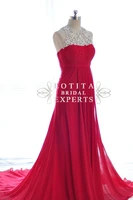 free shipping new vestido de festa longo robe de soiree 2014 cheap hot sexy crystal chiffon red long formal evening dresses