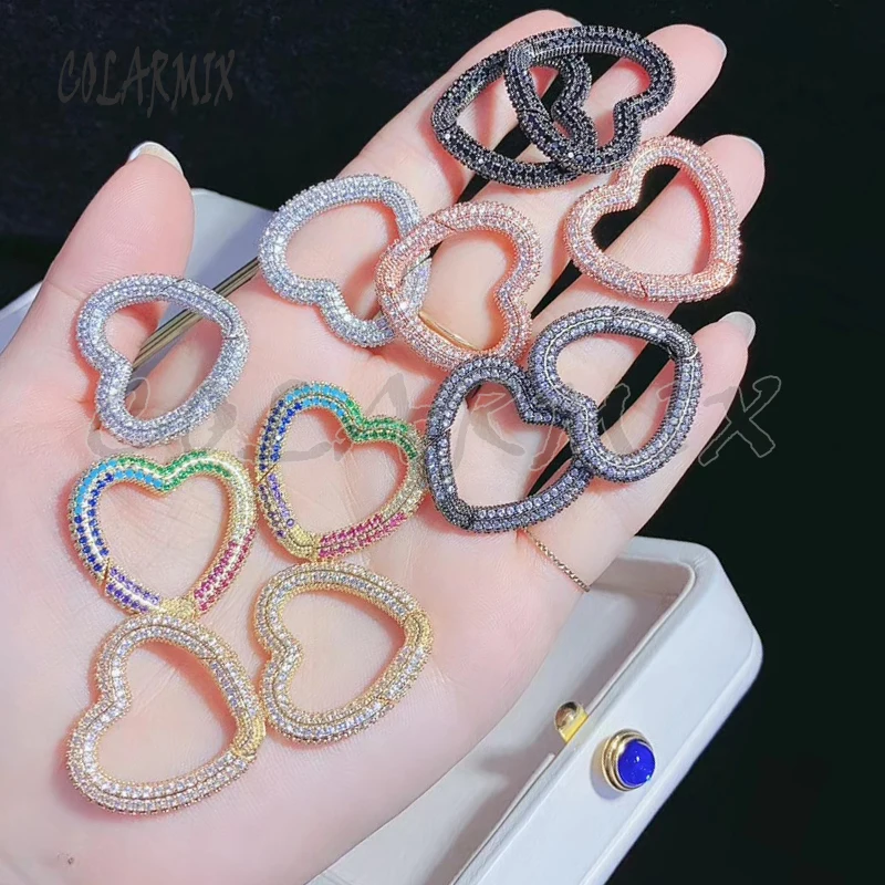 

5pcs Heart Snap pendnats rainbow crystal pendants for jewelry making mix colors jewelry accessories for women 50884