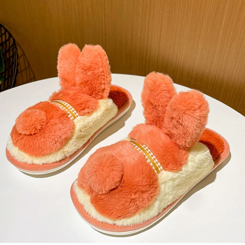 

Женские хлопковые домашние тапочки с пушистыми боками, зимняя домашняя Красивая плюшевая обувь для дома, осенне-зимняя женская обувь, 44