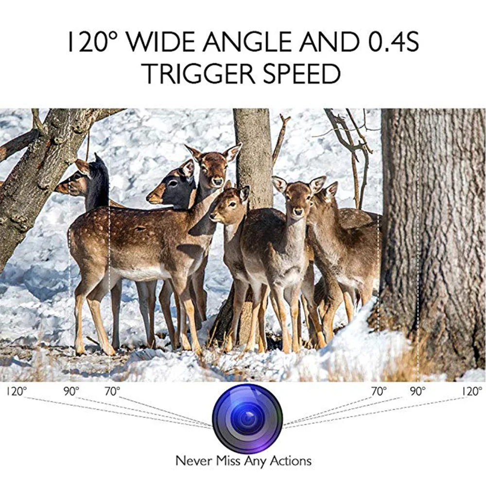 AKASO Trail игровая камера 14MP 1080P ночное видение дикая природа Охота Скаутинг Cam IP66 водонепроницаемый 120 ° угол Дикая камера Экшн-камера
