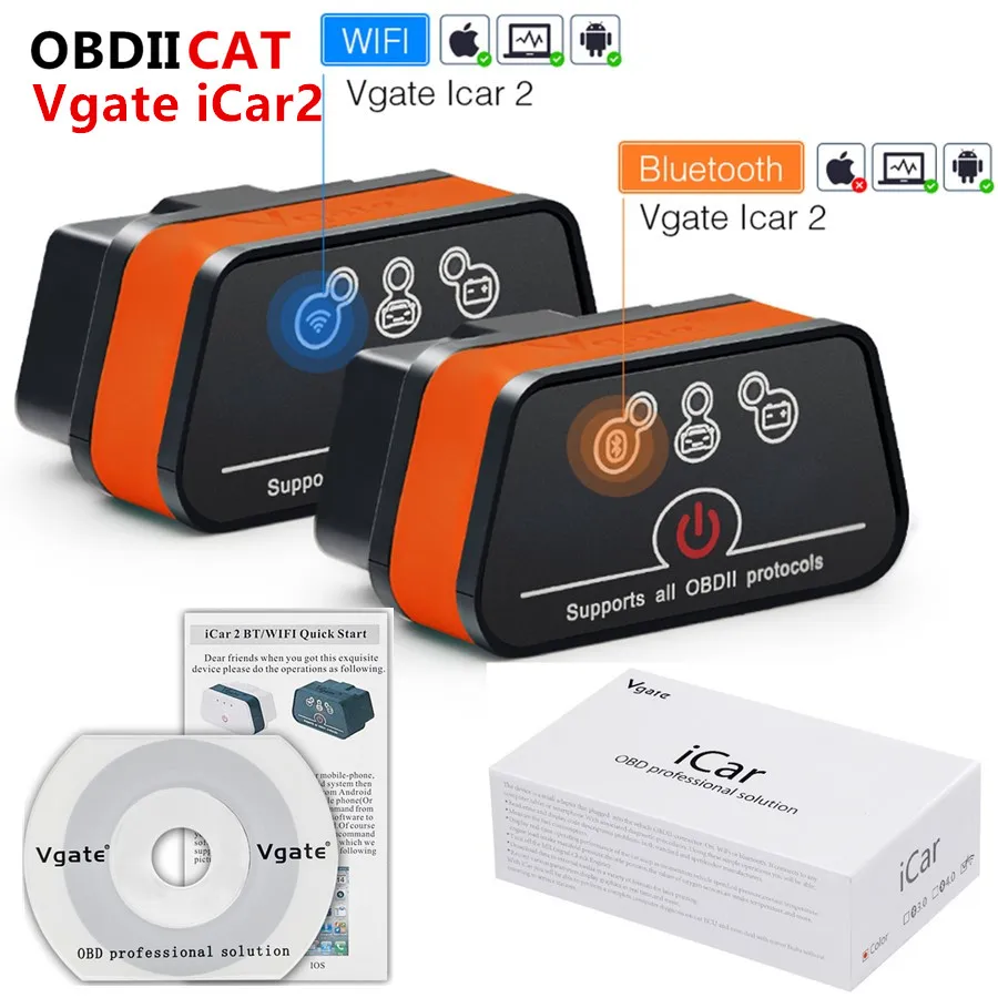 Автомобильный диагностический сканер Vgate iCar2 ELM327 Bluetooth ELM 327 WiFi V2.1 OBD 2 i car для