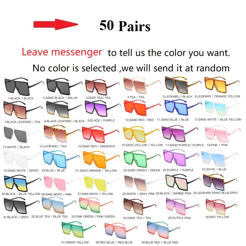 Wholesale 40 Colors One Piece Oversized Square Sunglasses For Women 2022 Luxury Brand Black Sun Glasses Female Big Shades  Bulk images - 6