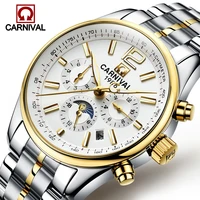 carnival brand luxury military watches for men moon phase automatic mechanical wristwatch waterproof luminous clock reloj hombre