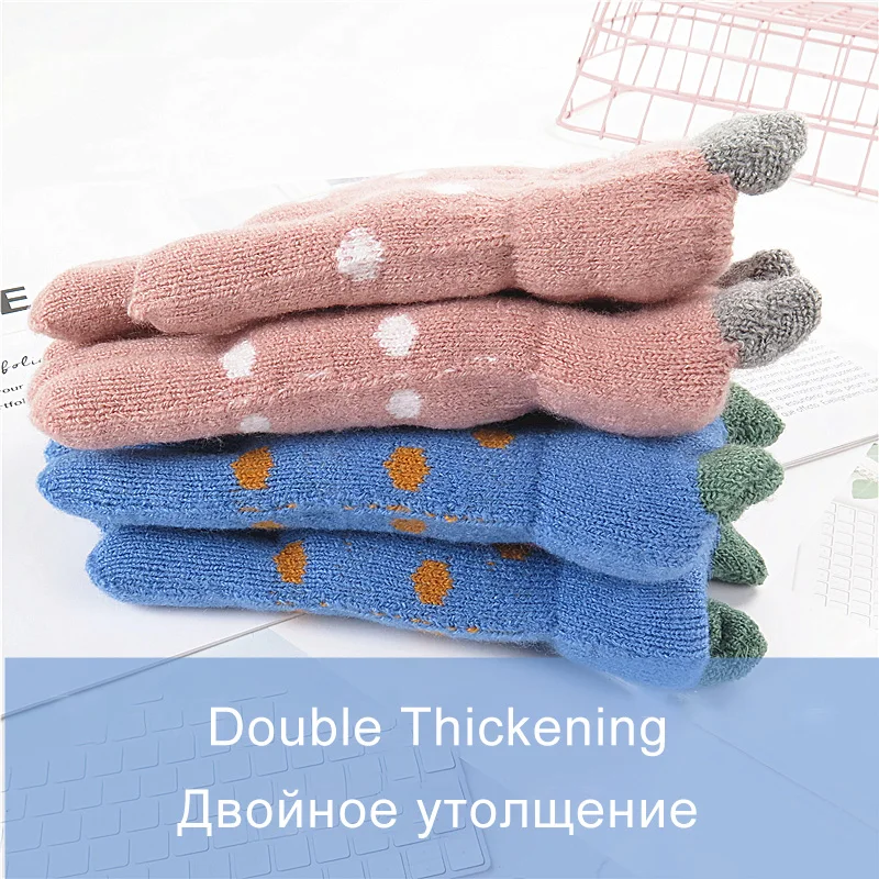4-7 Years Children Gloves Girl Boy Winter Warm Baby Knitted Fingers Kid Velvet Thick For | Детская одежда и обувь
