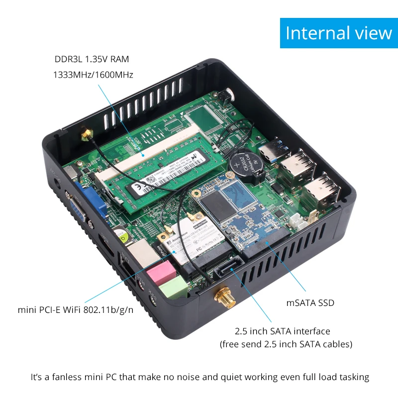 

8gb Ram 120G SSD 2 Lan j1900 COM 4xUSB2.0 4xUSB3.0 Ports 2019 mini embedded pc