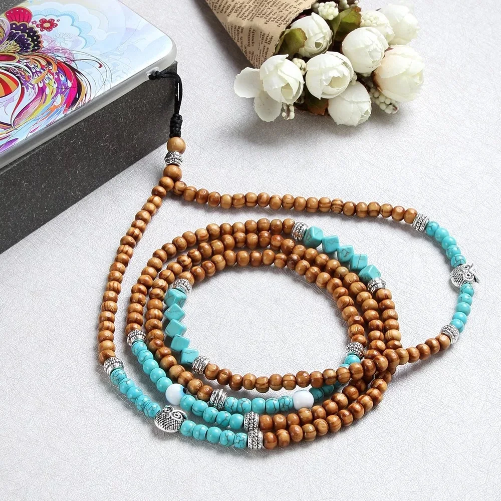 

2021 Boho Stone Wood Beads Straps Rope Mobile Phone Chain Neck Strap Lanyard for Key