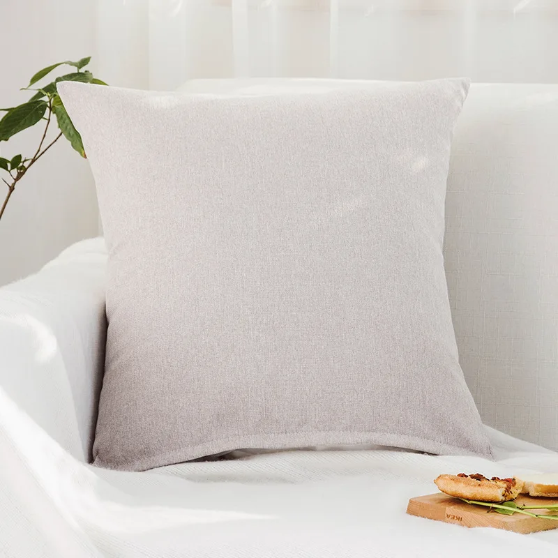 Наволочка из хлопка и льна однотонная с рисунком