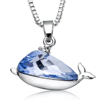 new design colorful crystal whale pendant necklace women jewelry box chain trendy choker gifts
