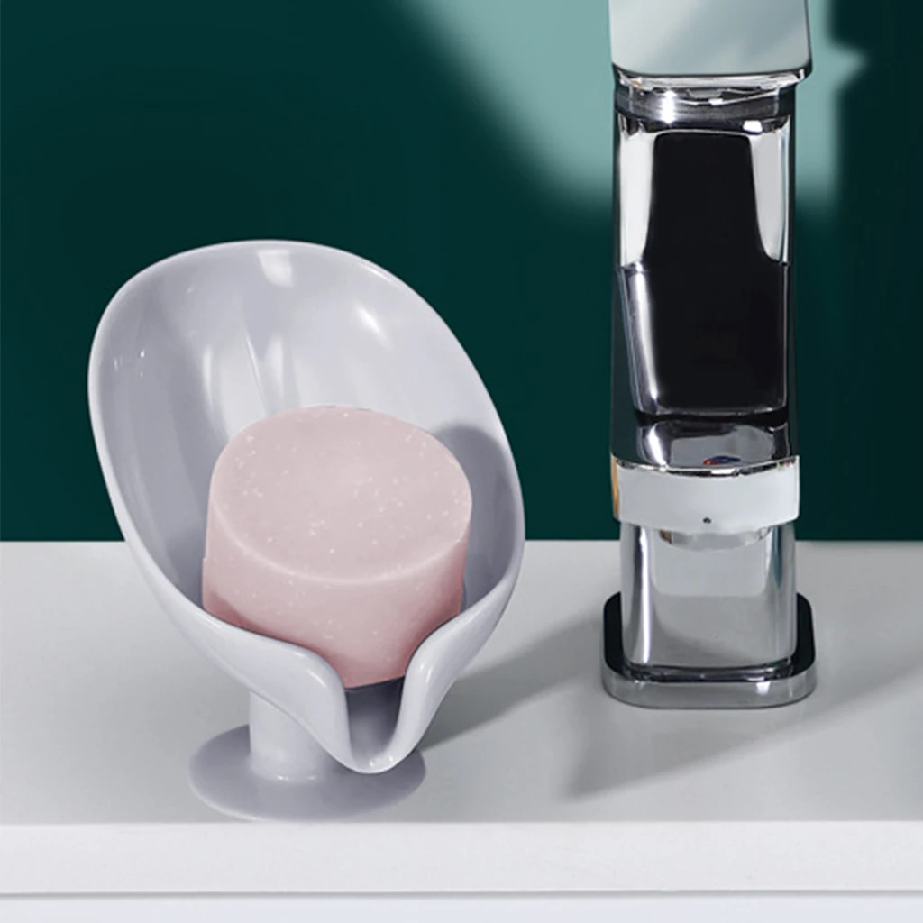 Soap Holder Leaf Shape Bathroom Box Storage Sponge Drain Tray Rack | Portable Dishes