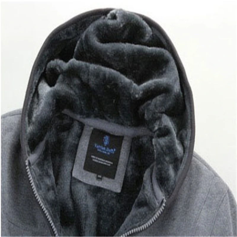 Большой размер Зимняя мужская толстовка с капюшоном пальто и куртки теплые