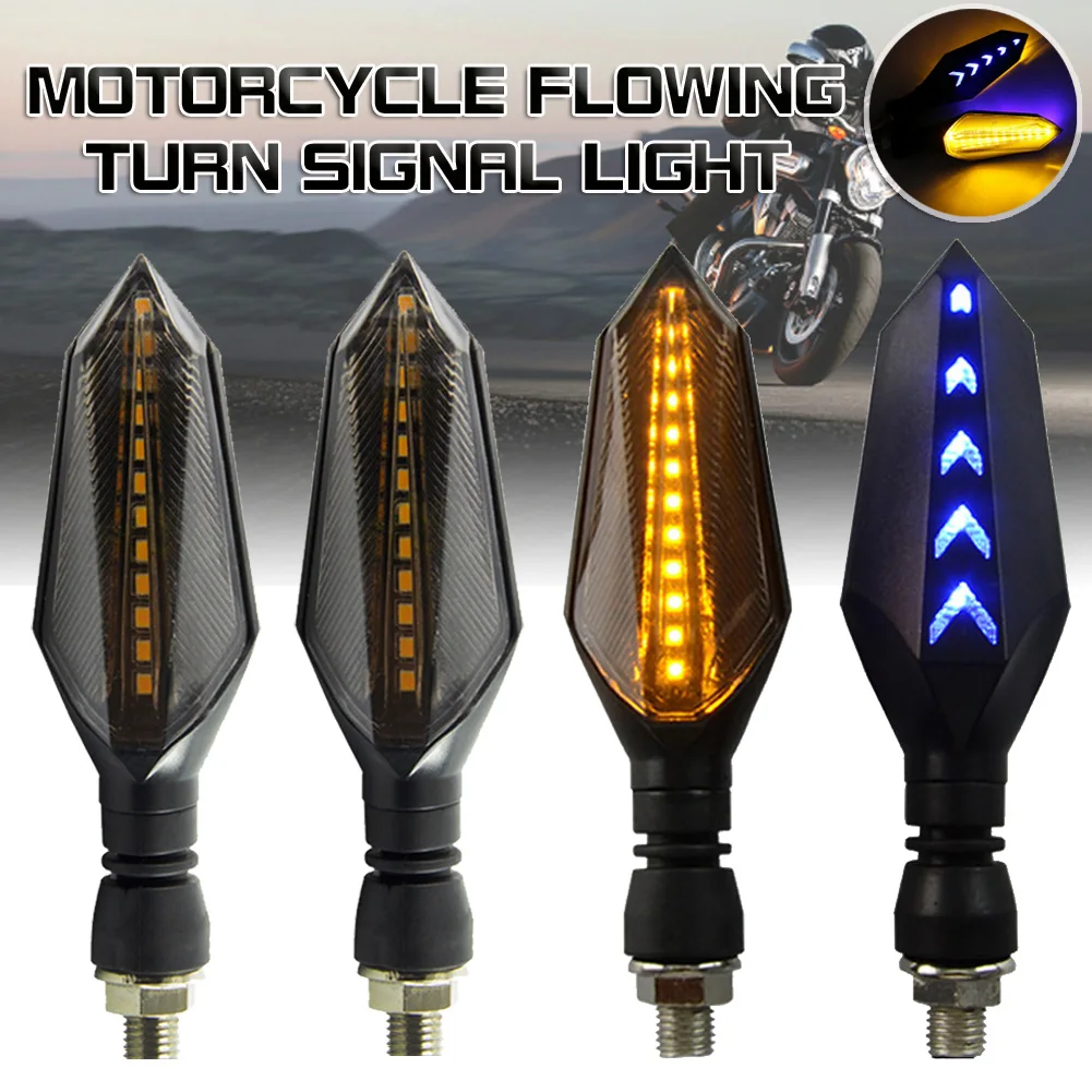 

4x Motorcycle 12 LED Flowing Turn Signal Light Indicator Blinker Lamp Amber/Blue