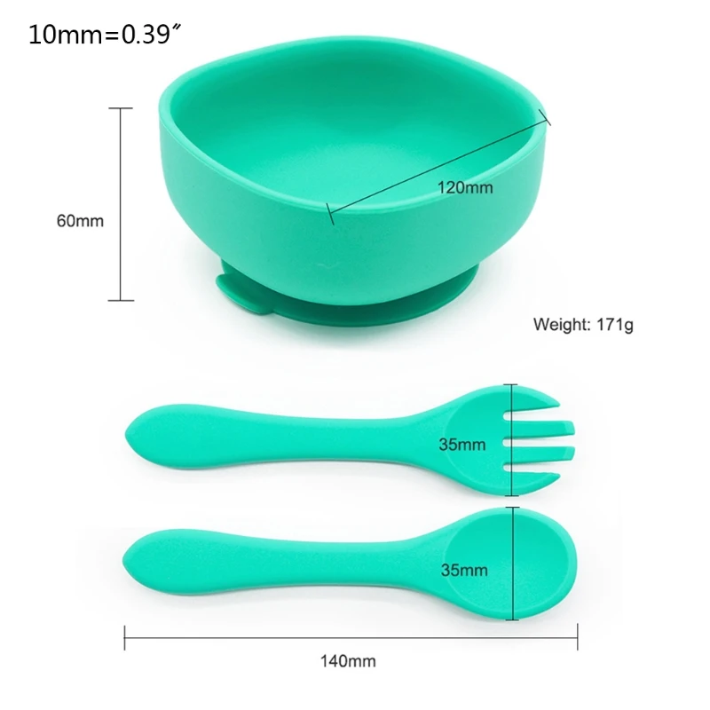 

Baby Feeding Bowl Spoon Fork Set Anti Slip Silicone Suction Divided Plate Tray Utensil BPA-Free Training Dish Tableware K3NE